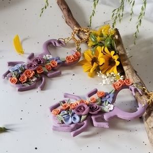Floral beetle earrings